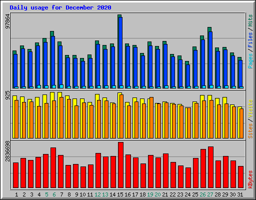 Daily usage for December 2020
