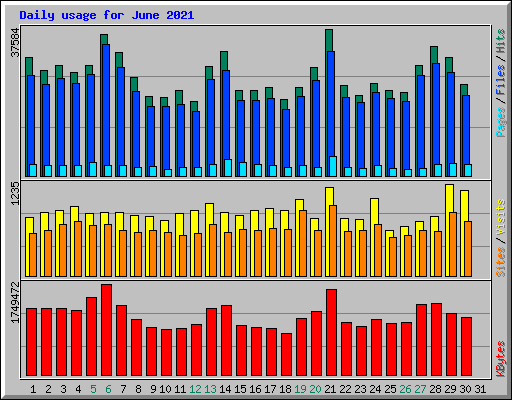 Daily usage for June 2021