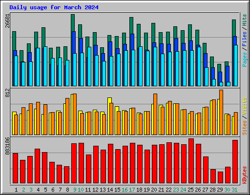 Daily usage for March 2024