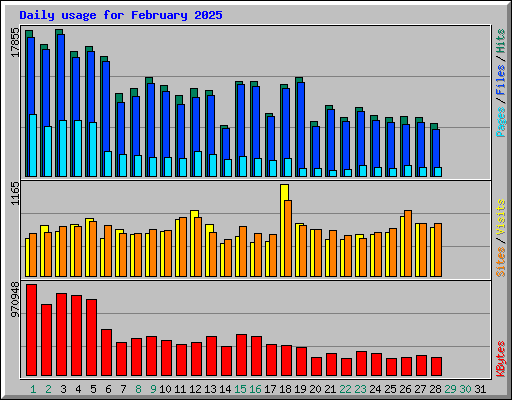 Daily usage for February 2025
