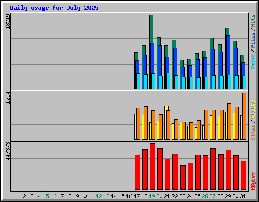 Daily usage for July 2025